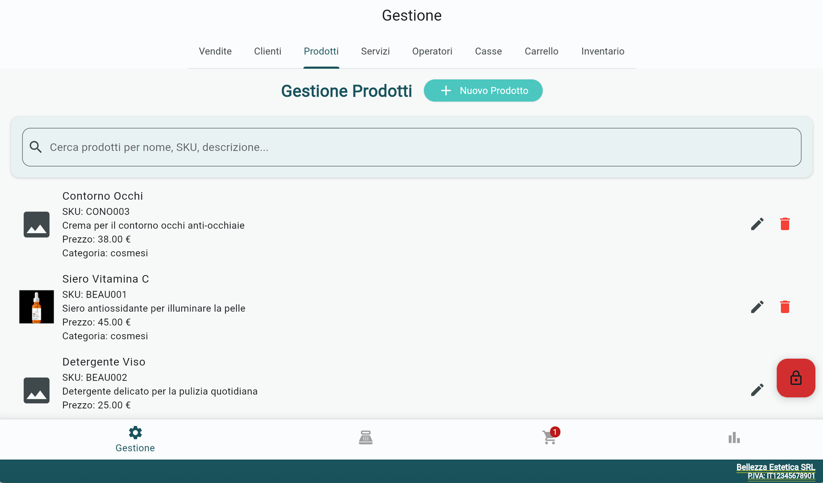 Gestione prodotti